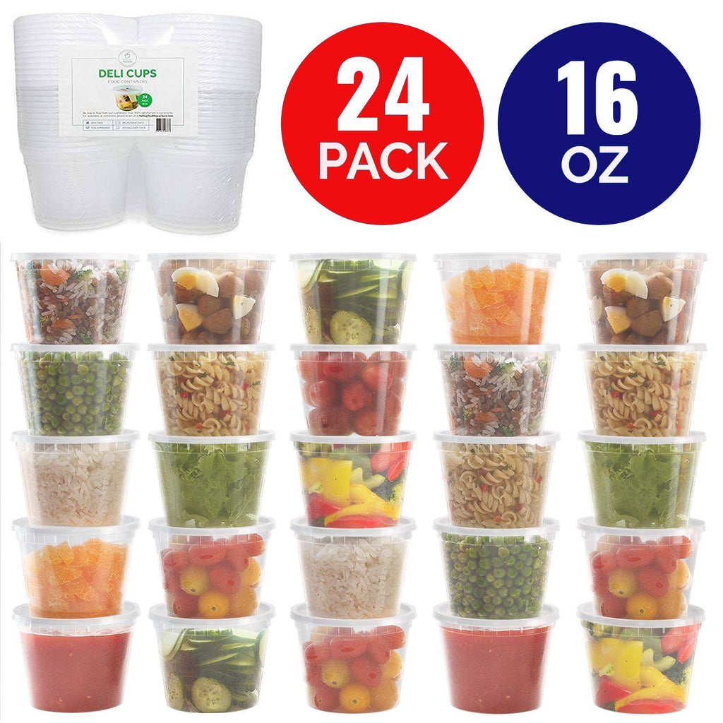  24-Pack Plastic Deli Containers with Airtight Lids, 8oz -  Disposable Food Storage Containers for Meal Prep, Takeout, Restaurant, and  More - Multipurpose Clear Plastic Containers - Microwaveable: Home & Kitchen