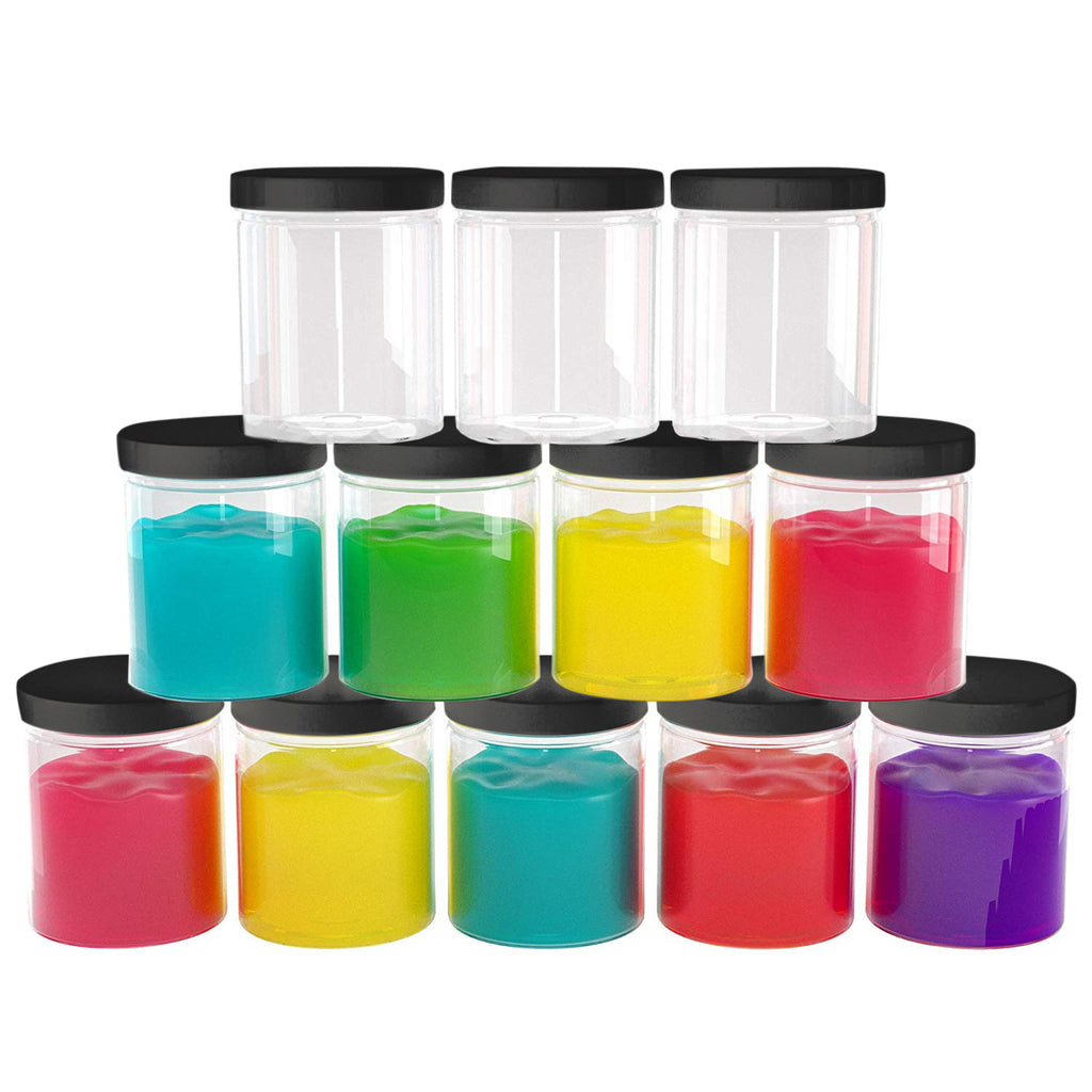 Slime Containers with Water-tight Lids (6 oz, 12 Pack) - Clear