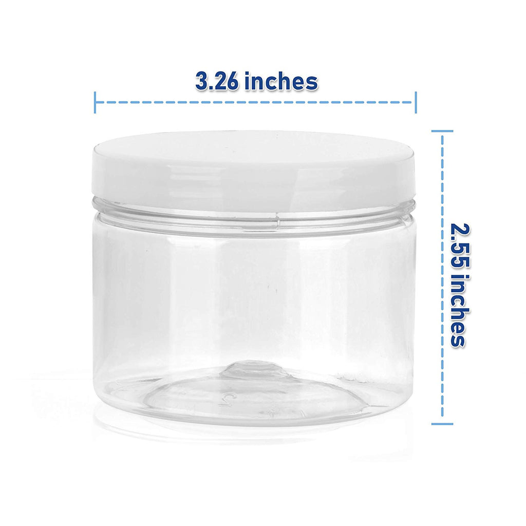 Slime Containers with Water-tight Lids (8 oz, 12 Pack) - Clear
