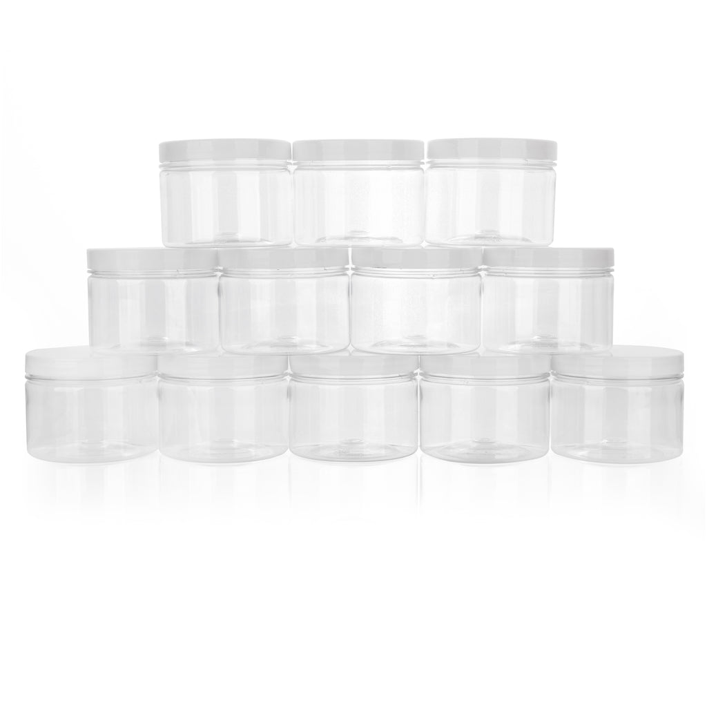 12-pack 8oz/250ml reuseable small plastic freezer storage container jars  with screw lid for food kids baby lunch snacks slime cup |Sturdy  Plastic|BPA