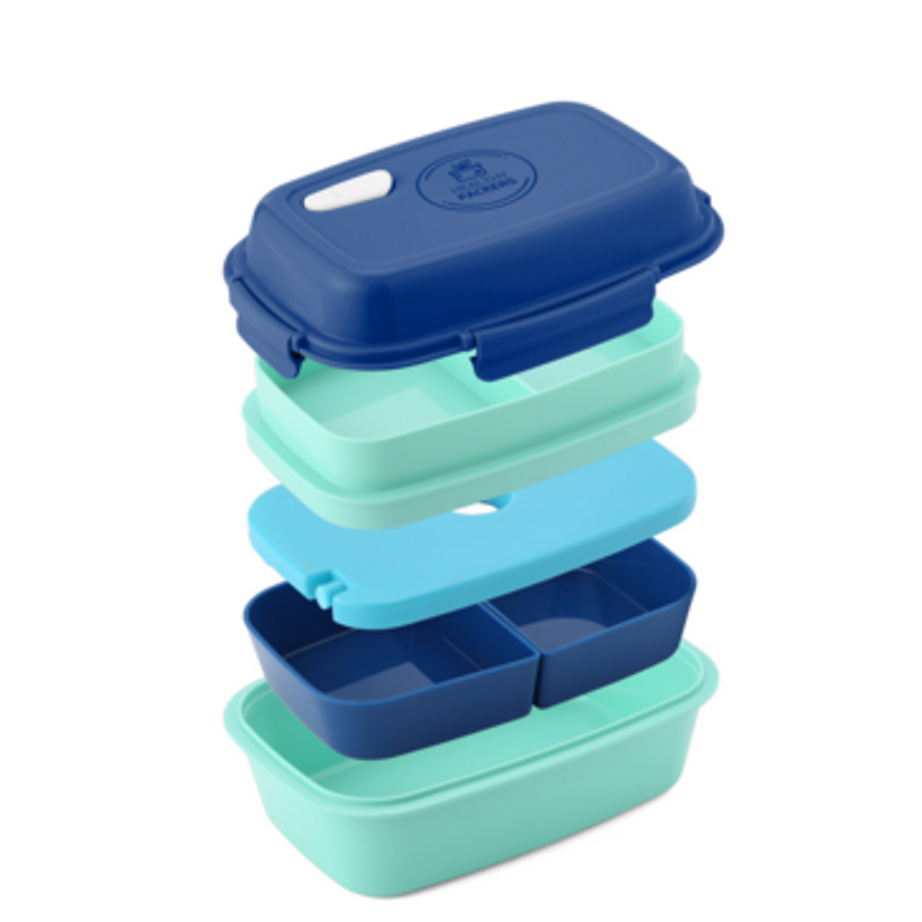 Crofton Lunch Bento Box Plastic 6x6 Container Grip Bottom Built In Ice Pack