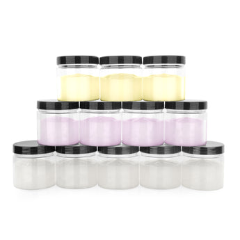 4 oz Plastic Containers with Lids - Lotion and Cosmetic Containers with Lids- Empty Plastic Cream Jars for Scrubs, Lotions, Cosmetic and Butters (12 Pack)