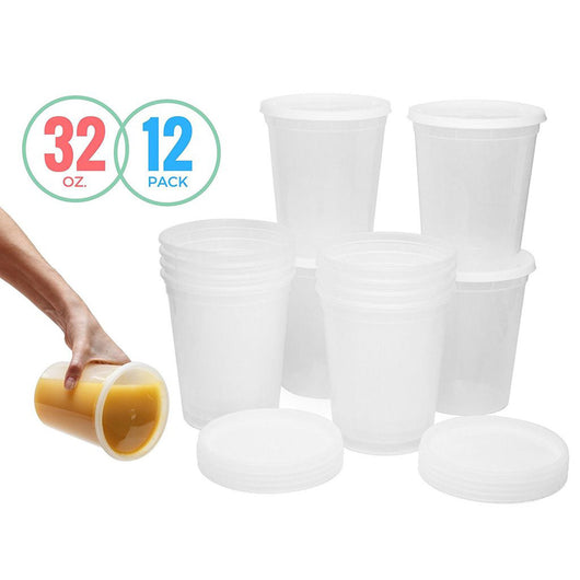 32 oz. Deli Food Storage Freezer Containers With Leak-proof Lids - 24 Sets  