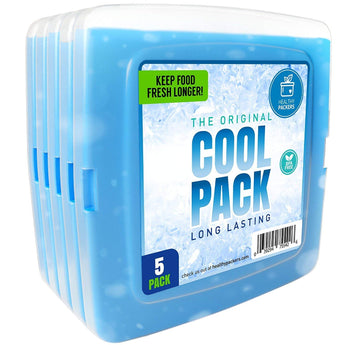 Healthy Packers Blue Gel Slim Long-Lasting Ice Packs for Lunch Box or Cooler Bag (5 pack)