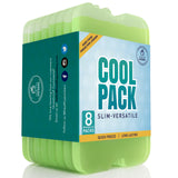 Healthy Packers Green Gel Slim Long-Lasting Ice Packs for Lunch Box or Cooler Bag (4 or 8 pack)