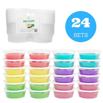 Healthy Packers 24 Pack of Extra-Thick Deli Cups, Food Storage Containers. 100% Leakproof. Freezer, Microwave and Dishwasher Safe (8, 16 or 32 oz))