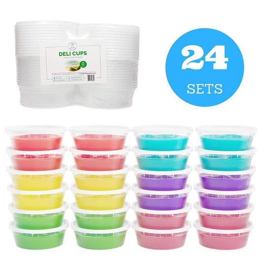 24 Sets 32 oz. Plastic Deli Food Storage Freezer Containers With Airtight  Lids