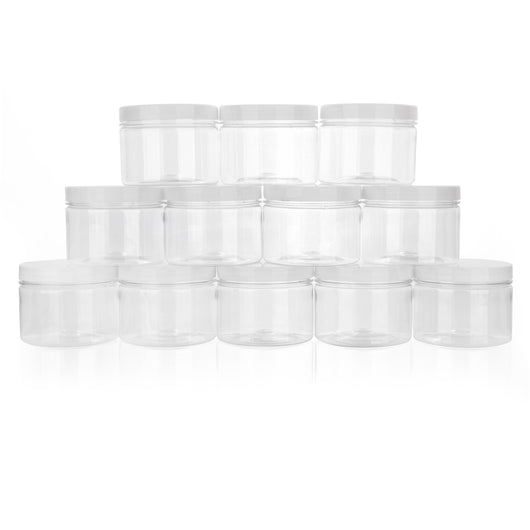 Slime Containers with Water-tight Lids (8 oz, 12 Pack) - Clear Plastic –  Healthy Packers