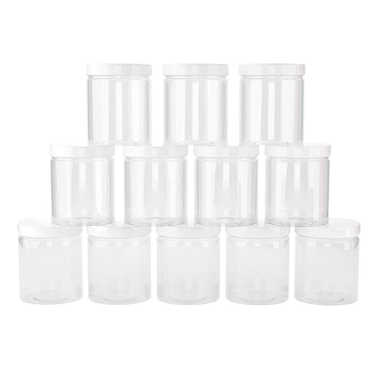 Slime Containers with Water-tight Lids (8 oz, 12 Pack) - Clear Plastic –  Healthy Packers